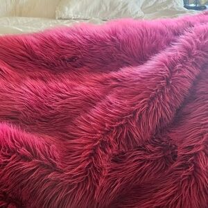 Restoration Hardware Plush Pink Faux Fur Throw